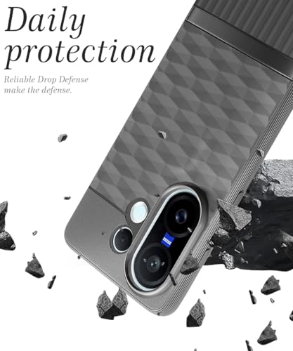 Image of WOW IMAGINE Back Cover for Vivo X200 FE 5G with Hexa Cube Design | Ultra Slim Soft Rubberised Case | Inner Velvet Fabric | Matte Silicone Flexible Mobile Case | Camera Protection - Grey