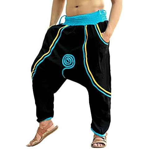 SARJANA HANDICRAFTS Men Harem Pants Mos Crepe Yoga Trousers Hippie (Black) Cover