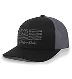 Droppin Drake American Duck Flag Trucker Mesh Snapback Hat-Black/Silver