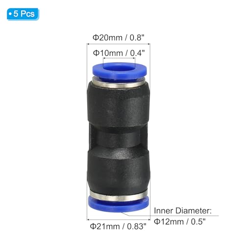 Conectores neumáticos de unión recta 12x10mm de plástico rápido PATIKIL pasatubos 3