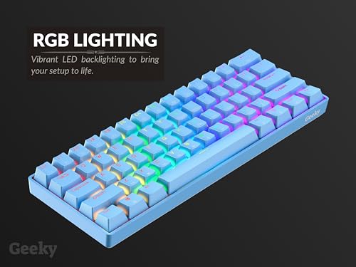 Geeky GK61 SE 60% | Mechanical Gaming Keyboard | 61 Keys Multi Color RGB LED Backlit for PC/Mac Gamer | ANSI US American Layout (Blue, Mechanical Red) by Geeky - Image 8