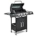 Fire Mountain Cascade 5 Burner Gas BBQ Black with Side Burner Cast Iron Grill Outdoor Barbecue for Garden Patio 61.5 x 37.5cm Cooking Area