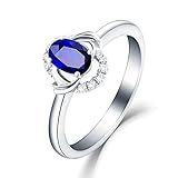 Beydodo no-metal-stamp (Fashion only) oro blanco 18 quilates (750) ovalada Blue Sapphire