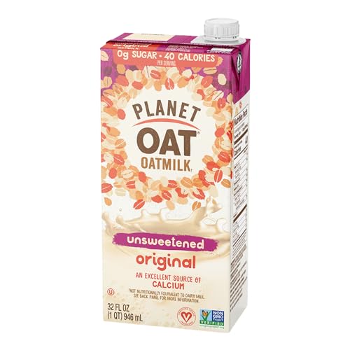 Image of Planet Oat Unsweetened Original Oat Milk - 32 Fl Oz (6-Pack) | Dairy-free, Shelf-stable Carton, Gluten-free, Vegan, non-GMO, Plant-based Milk | Great in coffee, cereal, smoothies & baking