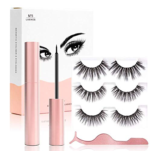 Preisvergleich Produktbild Beileer Magnetische Wimpern, Magnetic Eyeliner, 3D Künstliche Magnetische Wimpern, Langlebigem Magnetic Eyeliner, Wiederverwendbare Falsche Magnetic Eyelashes