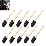 Qurbuns 10 PCS Car Interior Detailing Brush, 1.96' Foam Paint Brushes for Car A/C Vent Clean, Soft Duster Detailing Brushes with Long Handle, Universal Interior Cleaning Tool for Cars (Black)