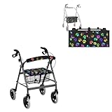 Babrukda Colorful Dog Paws Print Walker Seat Covers for Ladies Rollator Walker Basket for Seniors Rollator Walker Seat and Backrest Covers Reusable Walker Accessories for Folding Walker
