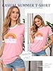 Dresswel Women Bring On The Sunshine T-Shirt Rainbow Graphic Print Short Sleeve Crew Neck Tee Tops Ladies Summer Shirts(3-Light Pink, M) #3