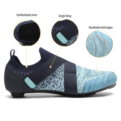Unisex Cycling Shoes Compatible with Peloton Bike & SPD Indoor Road Riding Biking Bike Shoes with Delta Cleats Included for Men Women Black Blue M12.5 by VikoViren - Image 5