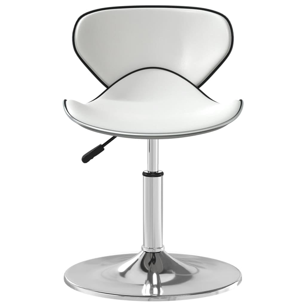 Taburete de bar blanco de piel sintética con elevación de gas, altura regulable, giratorio 360 grados, estructura de acero cromado, acolchado con respaldo y reposapiés, ideal para cocina