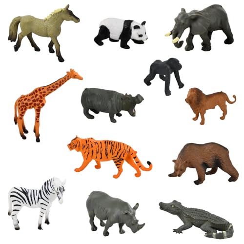 12 Piezas Animales de Juguete, Miniaturas Figuras Realistas de Safari Animales, Learning Resources Jumbo de la Jungla, Educativo Regalo para Niños Niñas 3 4 5 6 Años