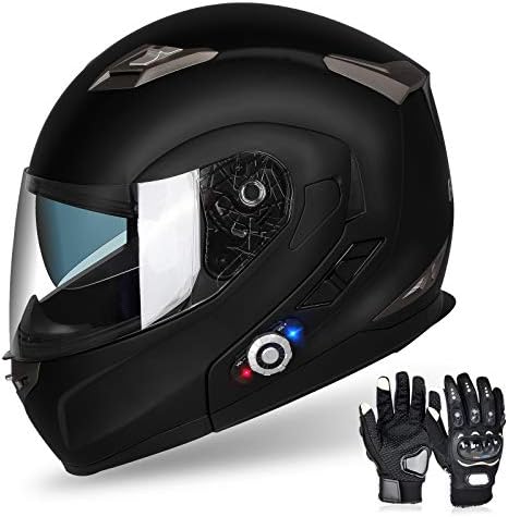 FreedConn Motorcycle Bluetooth Helmet BM2-S Flip Up Modular Bluetooth Motorcycle Helmet Voice Dial Hands-Free Call 500M 2-3 Riders FM DOT Motorcycle Helmet with Bluetooth 3.0 (X-Large, Matte Black)