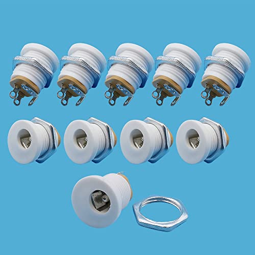 ZXMJYHK Connecteur CC Blanc DC-022 5.5x2.1mm DC Power Jack Femme Jack Rond Traval Panneau Montage Prise de Prise Connecteurs de Chargement CC avec écrou ( Color : 5Pcs ) Cover