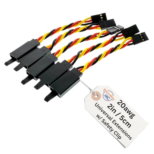 BackBayRC - 2in 20awg Male/Female w/Clip Universal Servo Extension - 5 Pack