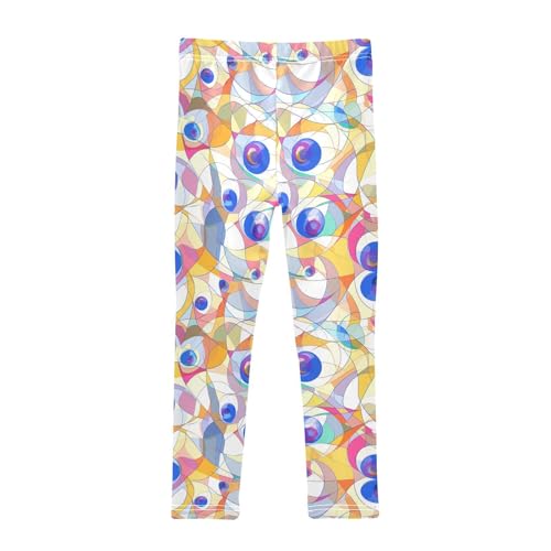 KLL Evil Eye Circle White Little Girls Legging Casual Full Length Dance Pants Running2
