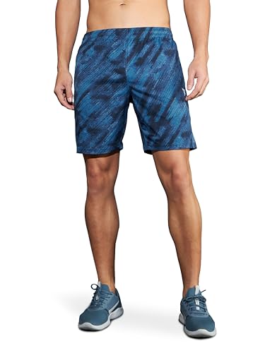 Image of TECHNOSPORT Men's Regular Fit All Over Print Stretchable Shorts with Quick Dry, Anti Odour for Gym, Sports and Regular Use