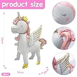 Risipu Pack of 2 3D Unicorn Balloons, Aluminum Foil Balloon Set, Walking Unicorn Decorations, Children's Birthday Decorations (2PCS - Matte Pink Unicorn) - Image 2