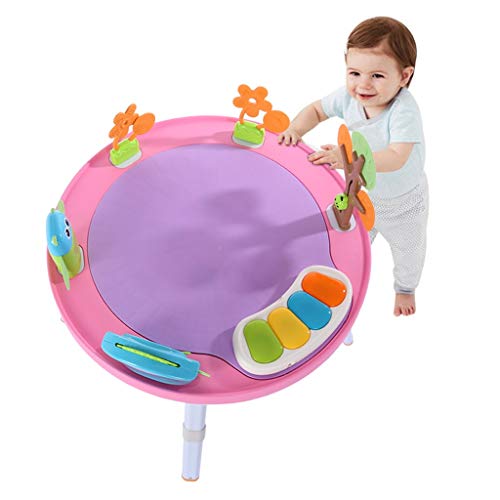 Qazqa 3 in 1 Sit-to-Stand Activity Center | Baby Jump Rocking Chair, 360-Degree Rotating Seat, Fun Interactive Play Center Workbench with Pedal Piano Music Rack, Bounce Baby Toddler Learn Jumper Toy