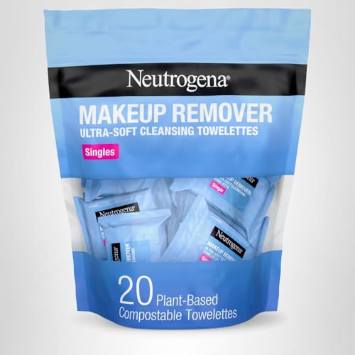 Neutrogena Makeup Remover Wipes, Daily Single Face Cleansing Towelettes, Makeup Removing Cleansing Wipes Removes Dirt & Oil, Alcohol-Free Face Towelettes, 20 ct