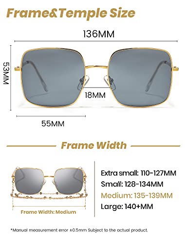 Image of Veda Tinda Vision Sunglasses for Women Trendy Retro 70s 90s Womens Oval and Square Shades UV400 Protection with Glasses Chain