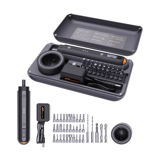 JIMIHOME 3.6V Electric Screwdriver Tool Set 38-in-1 Repair Tool with Charging Base and LED Lighting