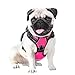 PHOEPET Reflective Dog Harness Large Breed Adjustable No Pull Vest with Handle 2 Metal Rings 3 Buckles [Easy to Put on & Take Off](L, Pink)