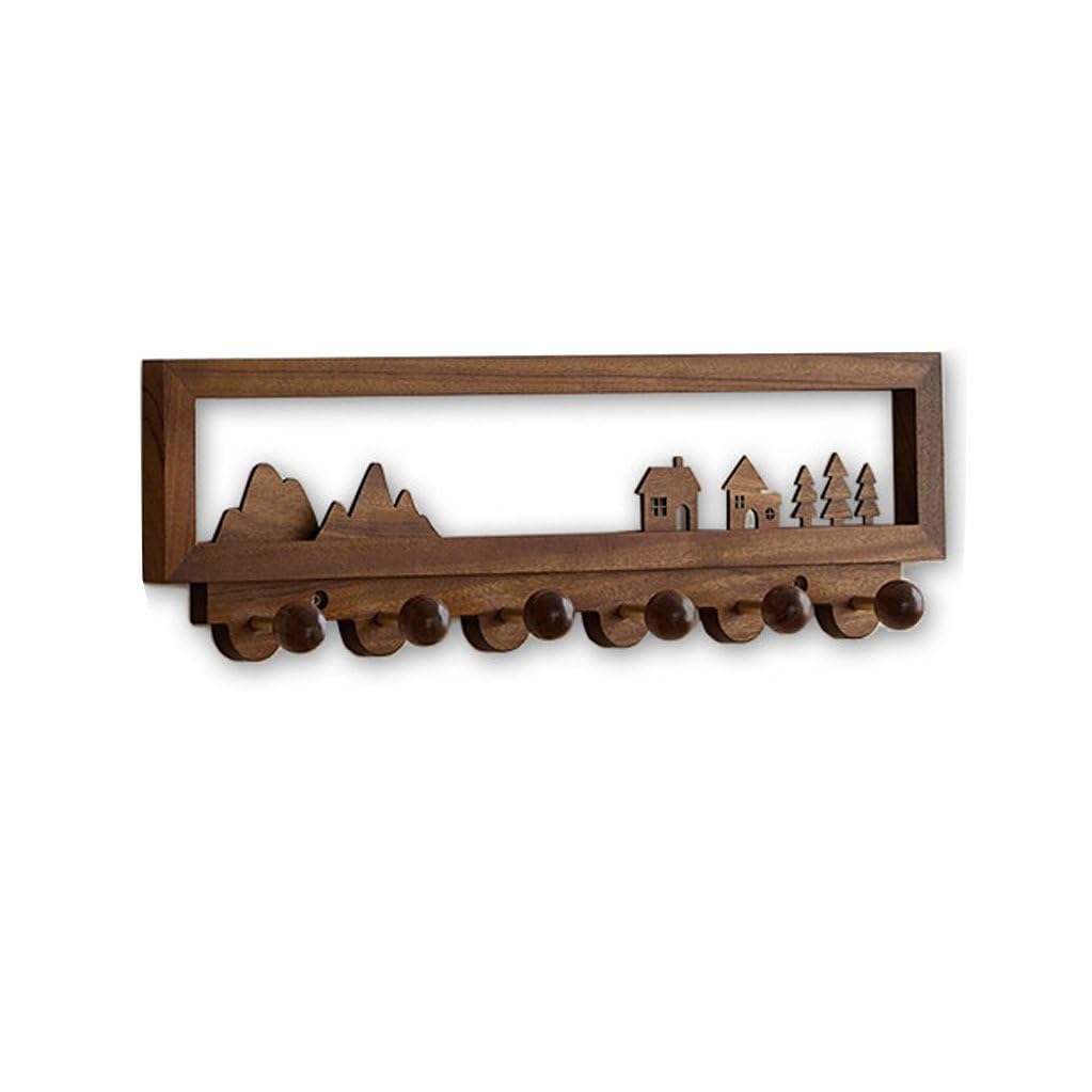 LMYSXAOZ Solid Wood Coat Rack Wall Mount Decoration, Walnut Color Wooden Hooks Entryway Hanging Rail Clothes Towel Racks with Hook for Coat, Bag, Towel, Umbrella 6hook