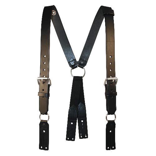 Boston Leather Fireman s Suspender, 1-1 2  - X-Large - Black