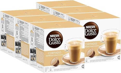 NESCAFE DOLCE GUSTO Cortado Espresso Macchiato Coffee Pods x16 (Pack of 6 Total 96 Pods)
