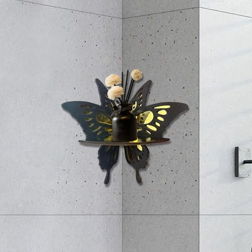 Étagères d'angle murales gain de place avec motif papillon rétro - 8