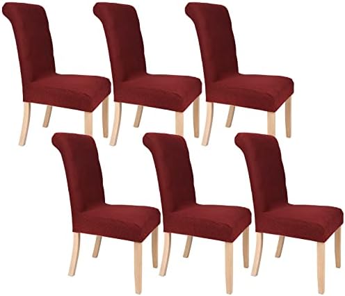 LIFE MAGIC Chair Covers for Dining Room Set of 6 Wine Red Stretch Slipcovers Parsons Chairs Covers Kitchen Chair Covers