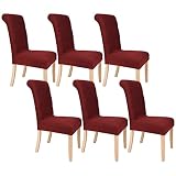 LIFE MAGIC Chair Covers for Dining Room Set of 6 Wine Red Stretch Slipcovers Parsons Chairs Covers K