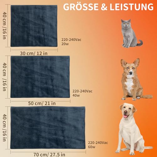 NAMOTEK Heizdecke für Haustiere - Temperatur & Timer einstellbar, wasserdichte Wärmematte mit kaufester Leitung, automatische Abschaltung für Hunde & Katzen