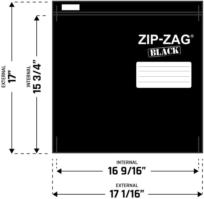 Zip Zag Bag Black (2 LB) 10x Extra Large Zipper Bags (17″ x 17″) | Say Goodbye to Stale Herbs And Spices With Food Safe Zipper bags | Resealable, Reusable, Washable, Airtight Bags