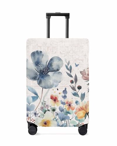 Travel Luggage Cover Small Suitcase Cover Fit for 19-21 Inch Luggage Luggage Protector Suitcase Cover Scratchproof Country Style Spring Flowers on Burlap Texture Luggage Cover Protector for Suitcase