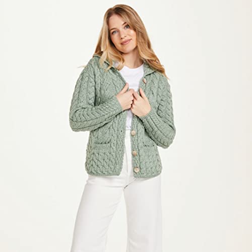 Image of Ladies Buttoned Cabled Cardigan-L