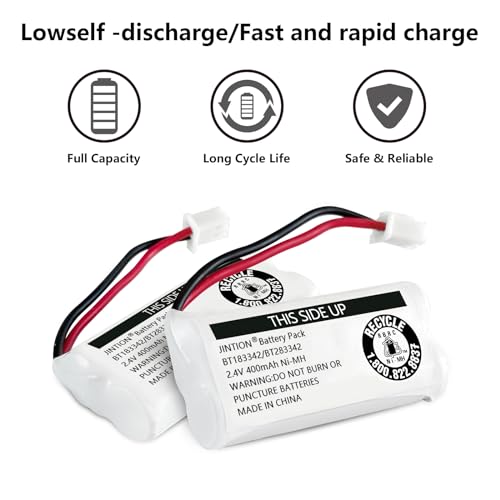 JINTION Baterias de telefone sem fio compatíveis com BT183342 BT283342 BT166342 BT266342 BT162342 BT