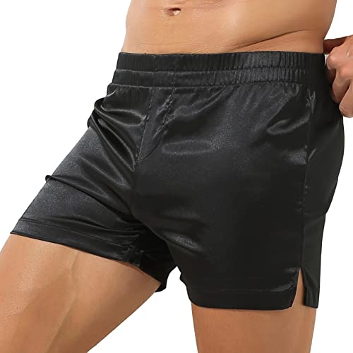 iiniim Men's Silky Boxer Shorts Side Split Trunks Vintage Homewear Comfy Sleepwear Underpants4