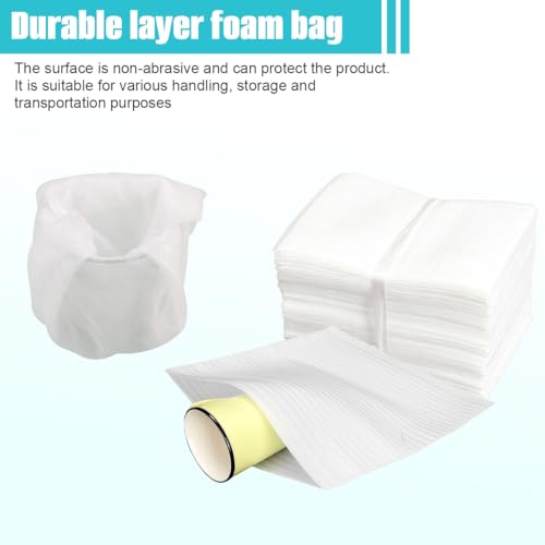 100 Stück Schaumstoffbeutel 10,2 x 15,2 cm in weißen Schaumstoffbeuteln zum Schutz von Geschirr, Porzellan, zerbrechlichen Gegenständen, Verpackung, Dämpfungszubehör