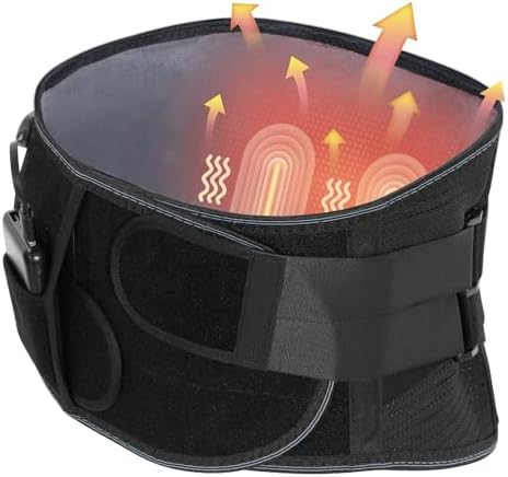 HONGJING Beheizte Rückenmassagegerät Bandage zur Schmerzlinderung | schnurloser Rückenvibrations-Massagegurt mit 3 Heizmodi und 4 Massagemodi für Ischias und Skoliose-XL