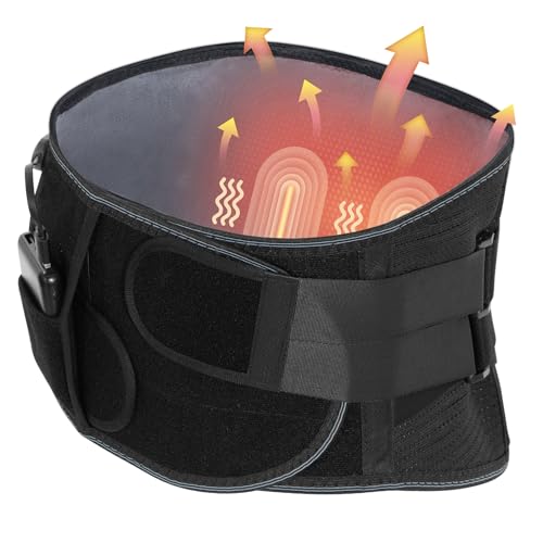 HONGJING Beheizte Rückenmassagegerät Bandage zur Schmerzlinderung im unteren Rücken, schnurloser Rückenvibrations-Massagegurt mit 3 Heizmodi und 4 Massagemodi für Ischias und Skoliose-M