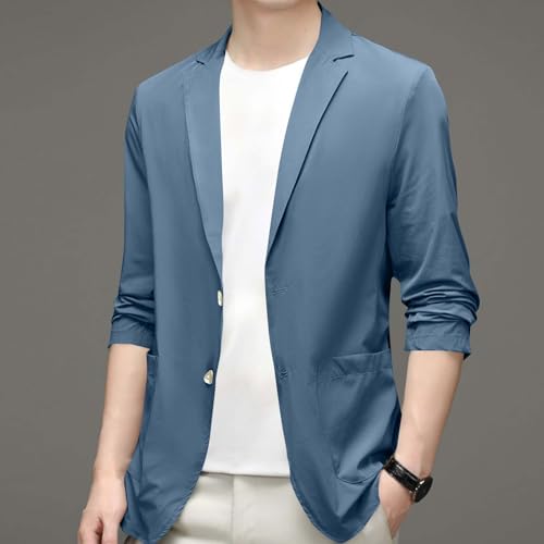 Spring Summer Men's Lightweight Suit Jacket Casual Stretch Slim Fit Button Down Sport Coats Casual Business Lapel Blazer 20254