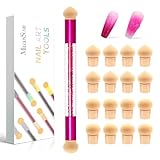 MelodySusie Nail Sponge Pen for Ombre Gradient, Double Ended Sponge, 16pcs Replaceable Sponge for Nail Art Tools for Home and Salon Use