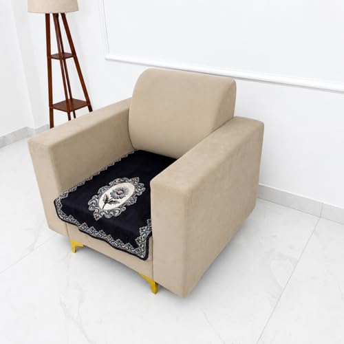 Image of Homerz Premium 'Maharaja Paradise Series' Sofa Cover | Net Fabric Sofa Cover | Washable, Anti-Dust Backed & Wrinkle Resistant Cover (Regal Flower, 1 Seater, Only Seat Cover)