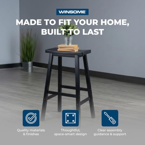 Image of Winsome Satori Saddle Seat Bar Stool, Black, 29 inch
