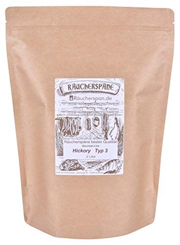 Räucherspan.de - Räuchermehl aus Hickory - Holz 2 L- feine Späne 0,3-1mm Typ 3 - auch Sparbrand geeignet Cover