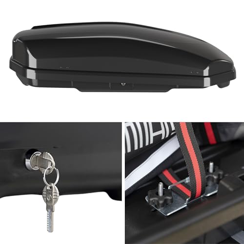 Dachbox Auto Gepäckbox VDP Satellite 330 - Dachkoffer für Auto 330l - Autobox Gepäck Dachkoffer schwarz - Roof Box Autodach mit Zentralverriegelung...