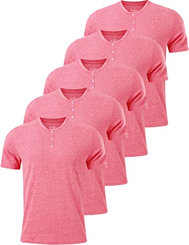 Liberty Imports Henley Hemden für Herren, lässig, Triblend Basic, leicht, kurzärmlig, 5 Stück - - Klein Cover