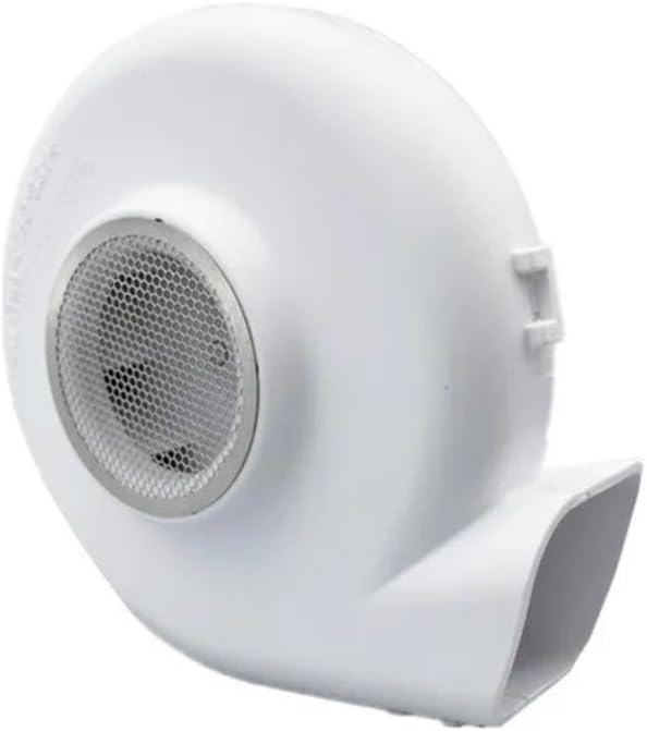 Side view of the electric fan showing the exhaust port