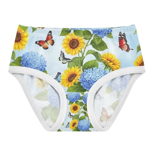 Girls Underwear, Yellow Sunflowers Toddler Panties, Cotton Girls Underwear, 2T–8 Years